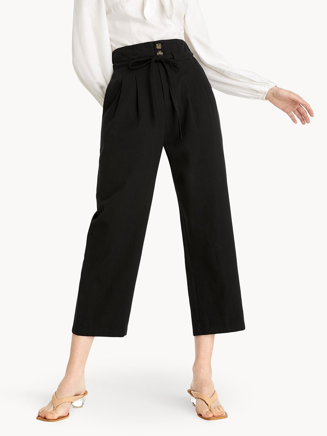 High Waist Trousers - Black - Pomelo Fashion