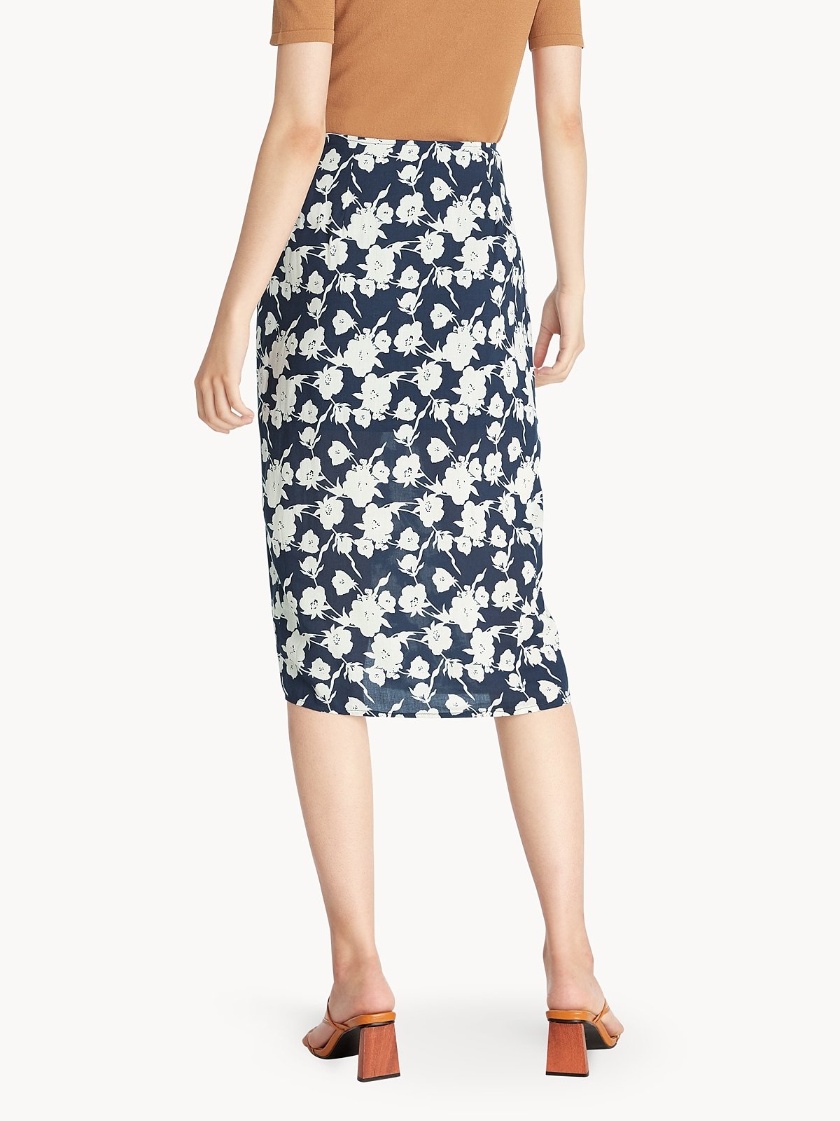 Floral pencil 2025 skirt navy blue