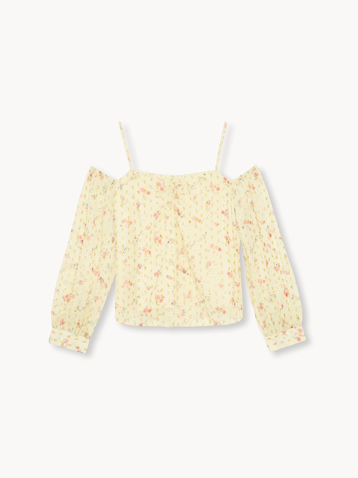 Yellow floral cold shoulder top new arrivals