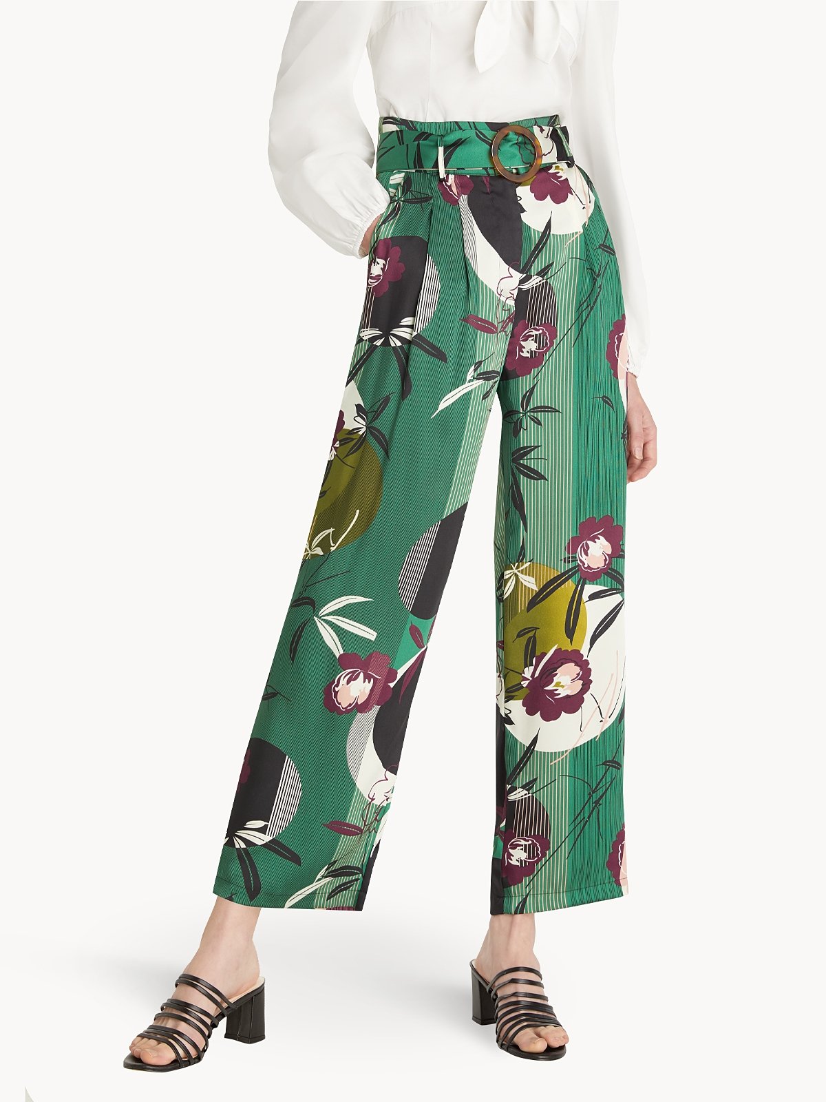 Green City Print Wide Leg Pants main image 1
