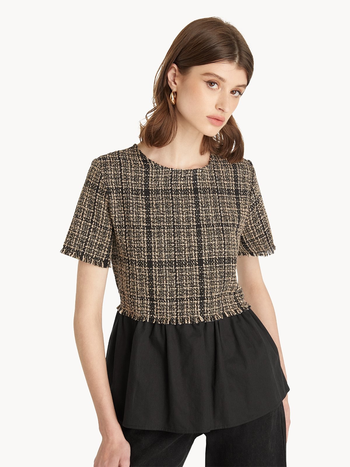 Tweed peplum top top