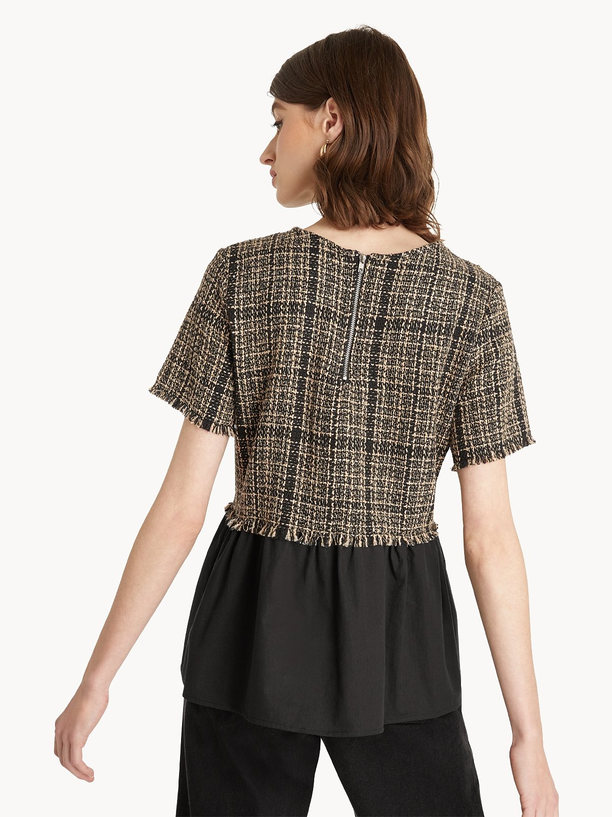 Tweed peplum top clearance