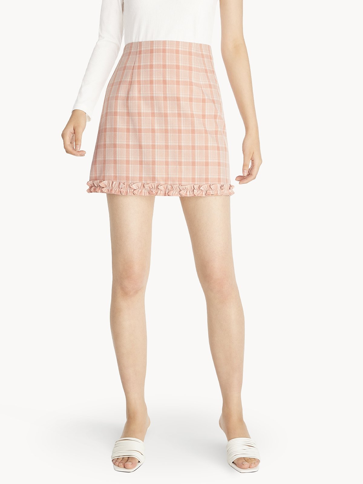 Mini Plaid Frill Skirt Pink Pomelo Fashion