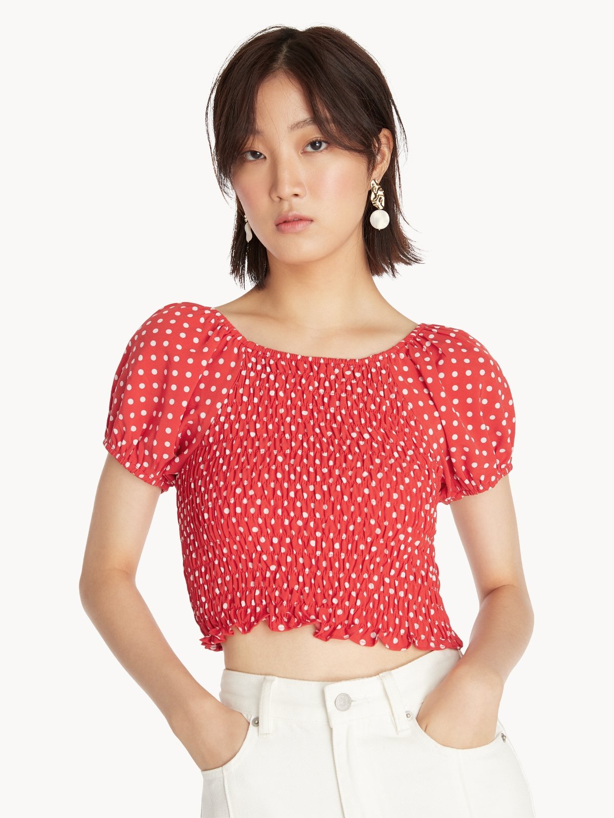 puffed-sleeve-smock-top-red-pomelo-fashion