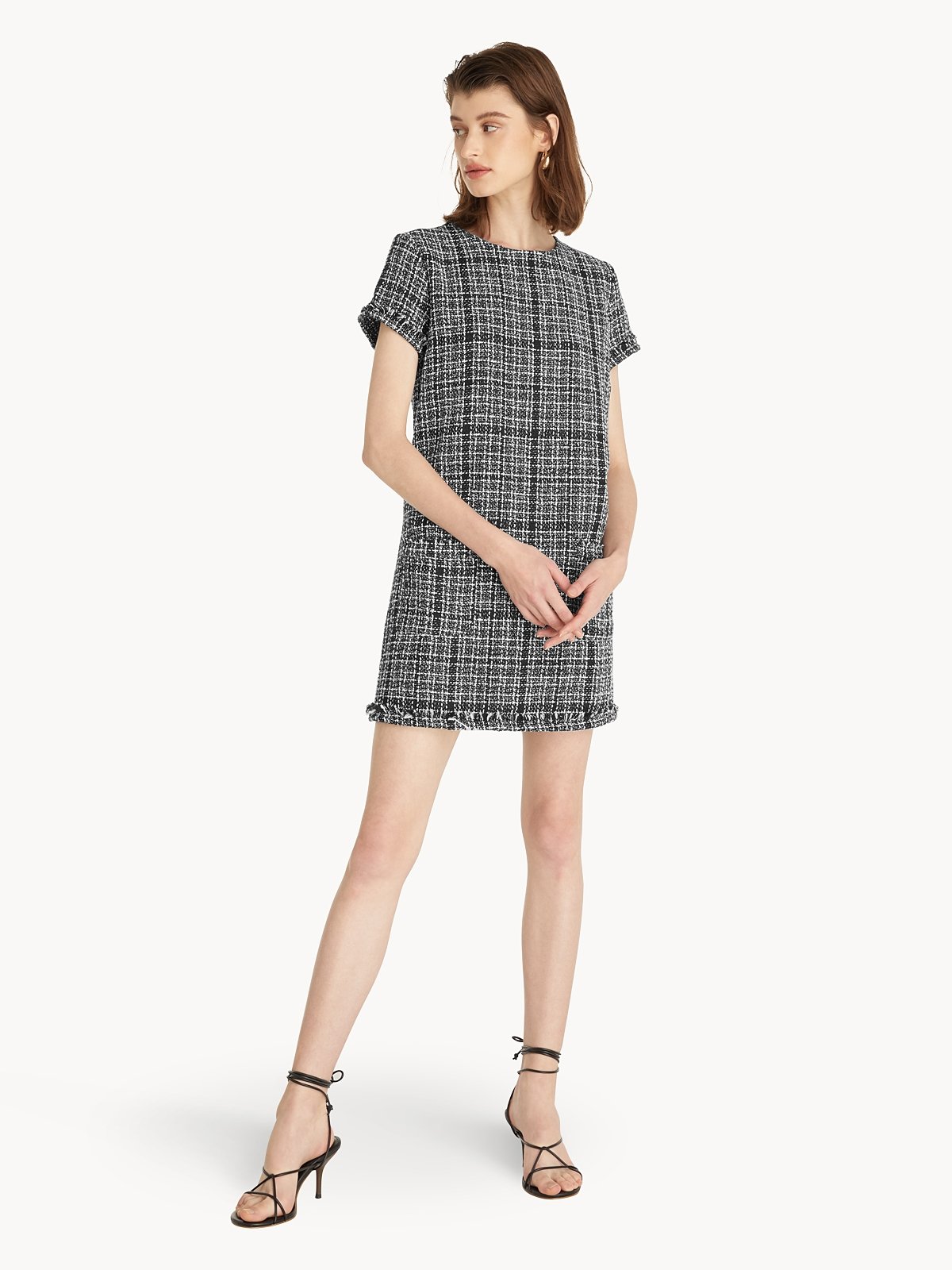 Mini Tartan Tweed Dress Black