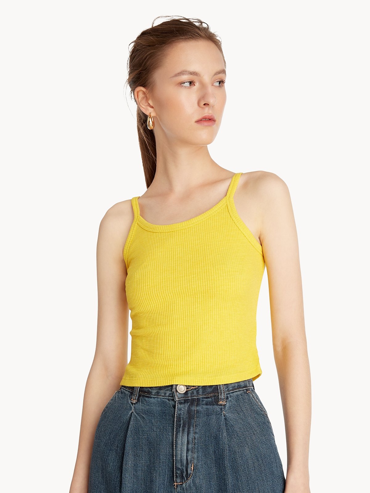 Yellow tank top womens top