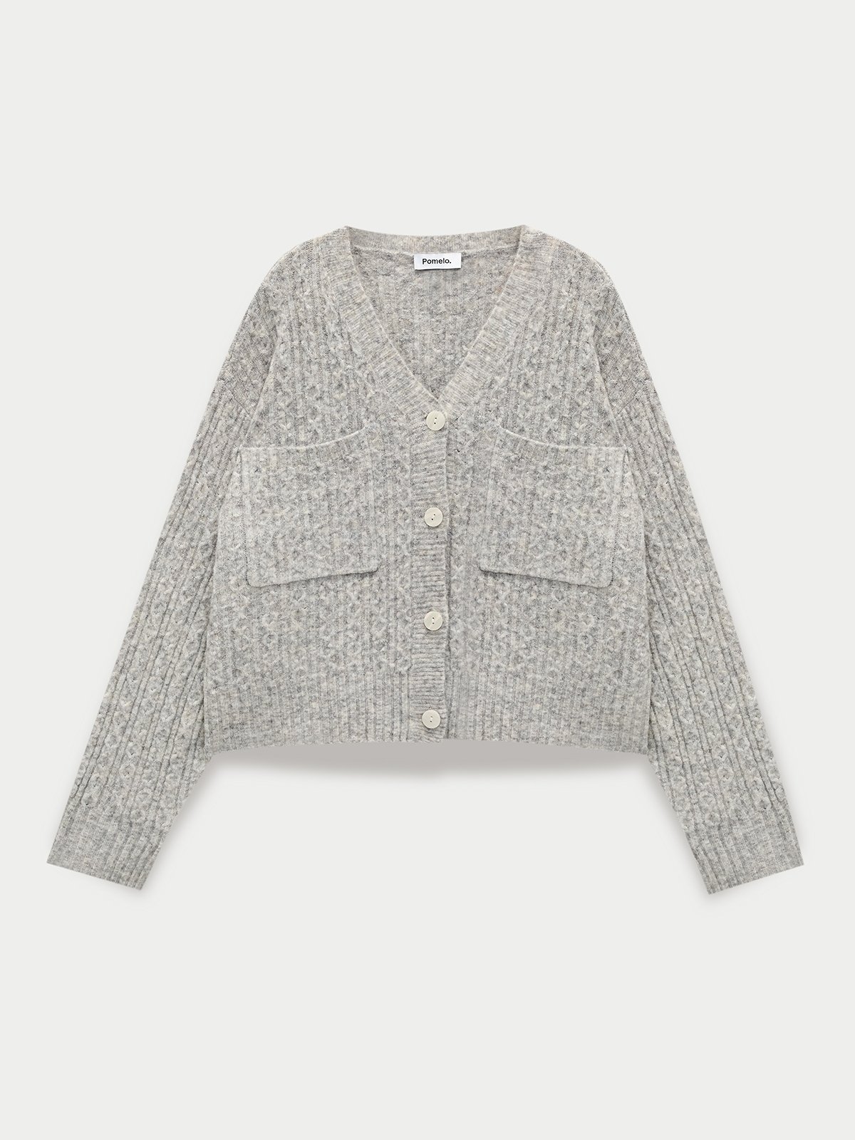 トップス Hug knit cardigan light gray ANDMARY Hug knit cardigan