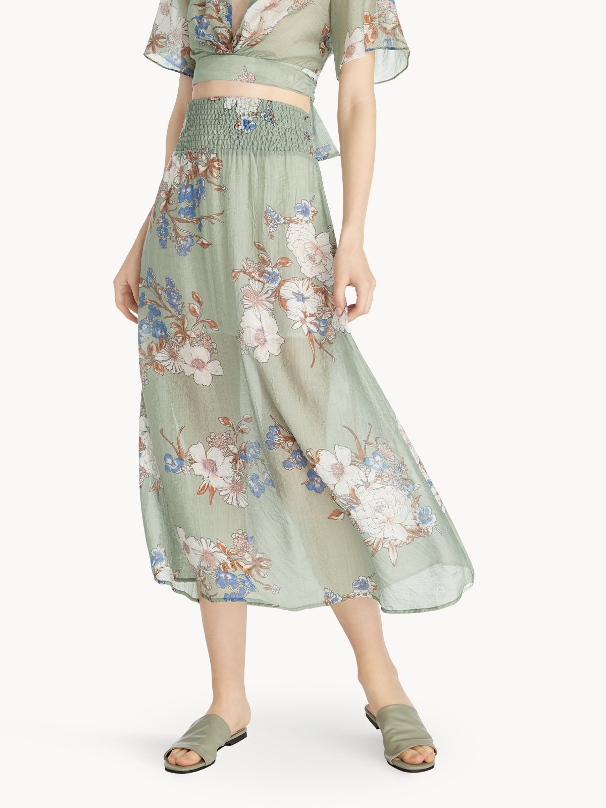 Sheer Floral Maxi Skirt