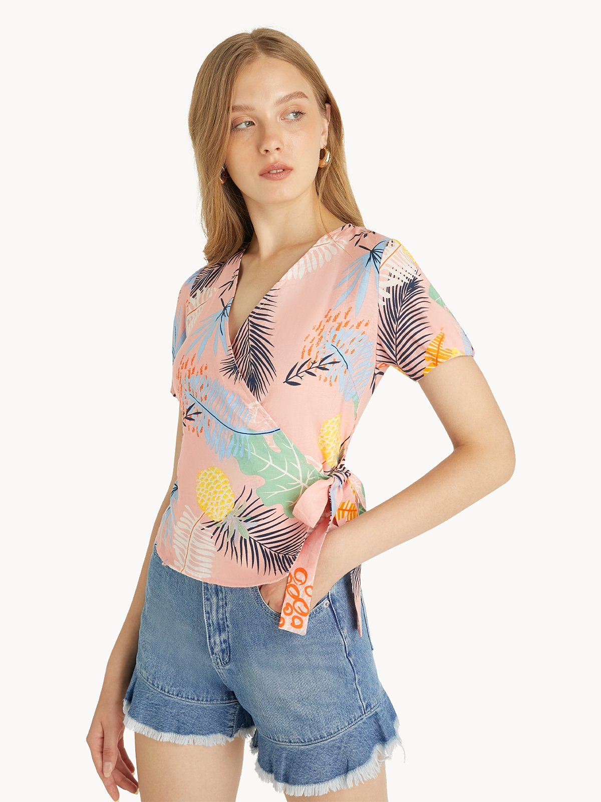 Pink Draped Printed Top