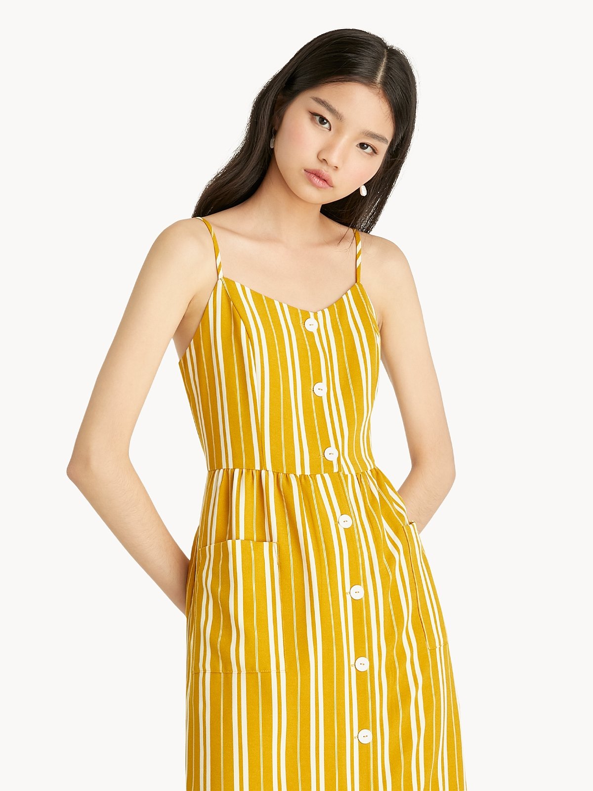 Midi Striped Dress Yellow