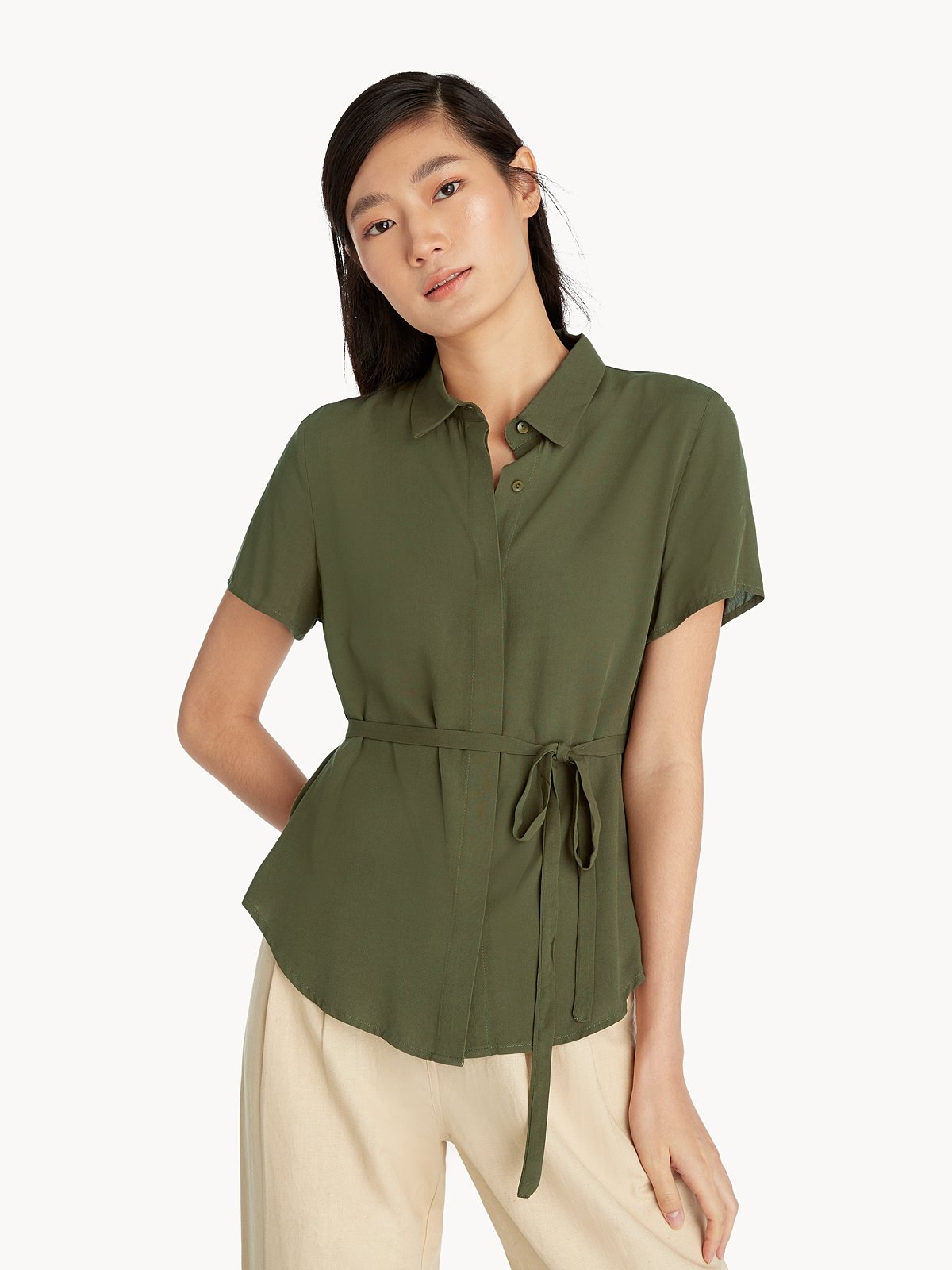 Button down shirt tied 2025 around waist
