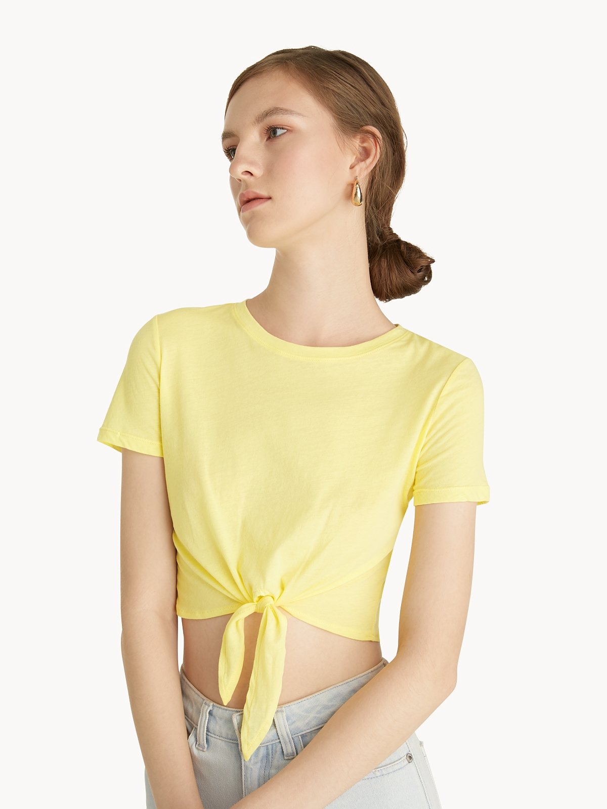 Yellow hot sale knot top