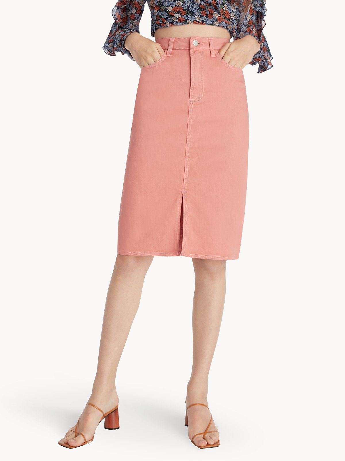 Pink pencil denim skirt online