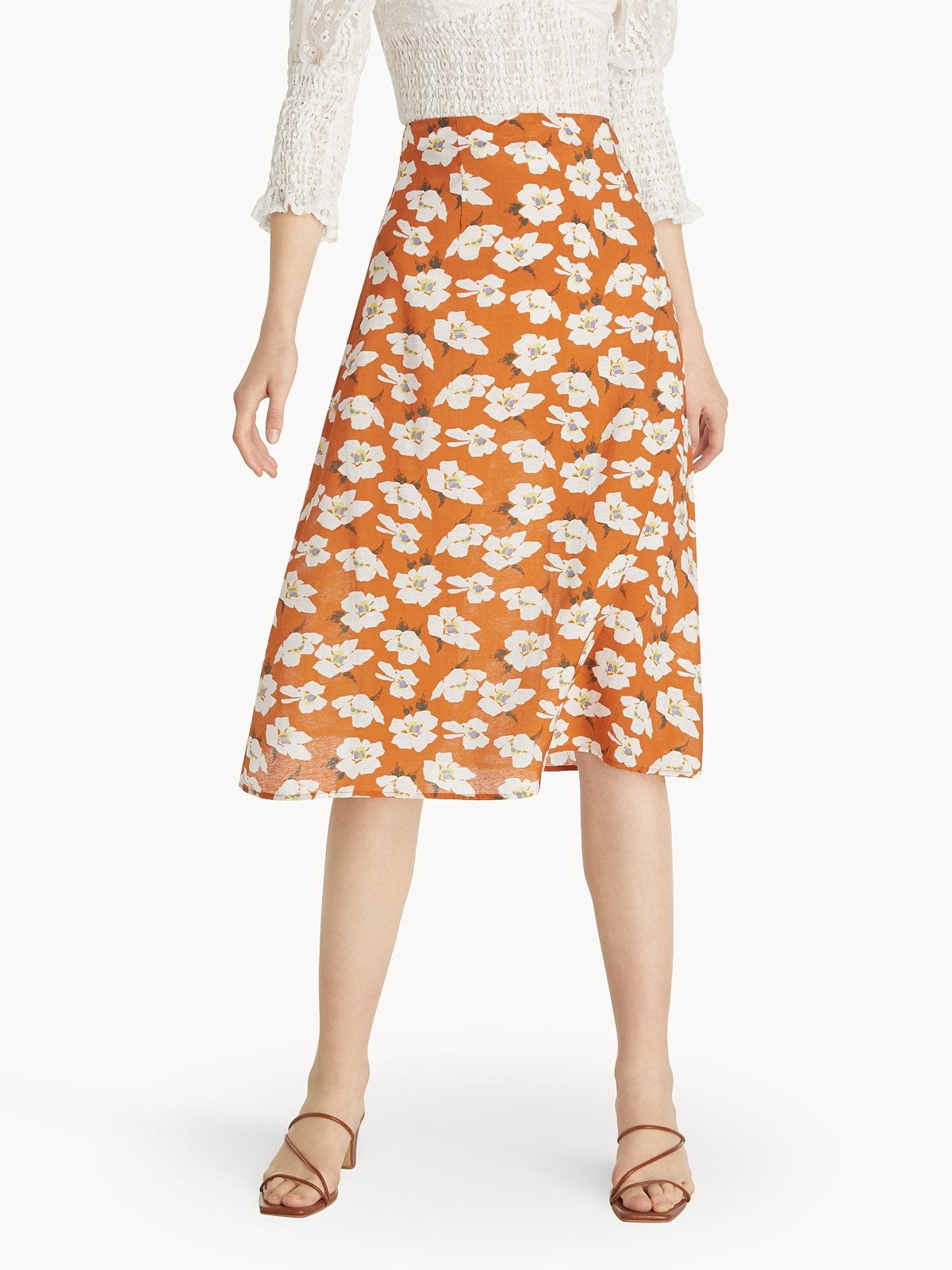 A line floral midi skirt new arrivals