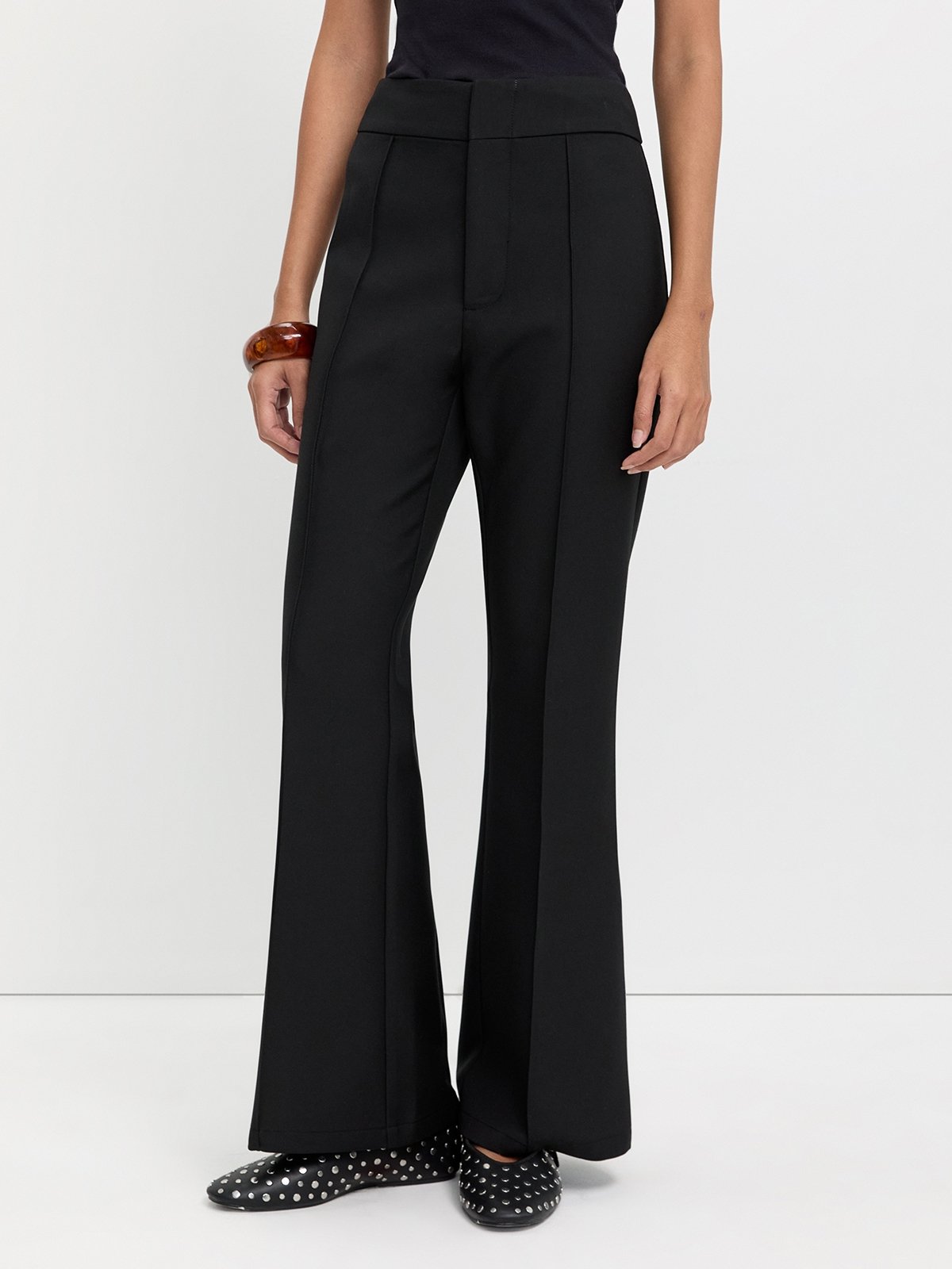 Flared Trousers - Black - Pomelo Fashion