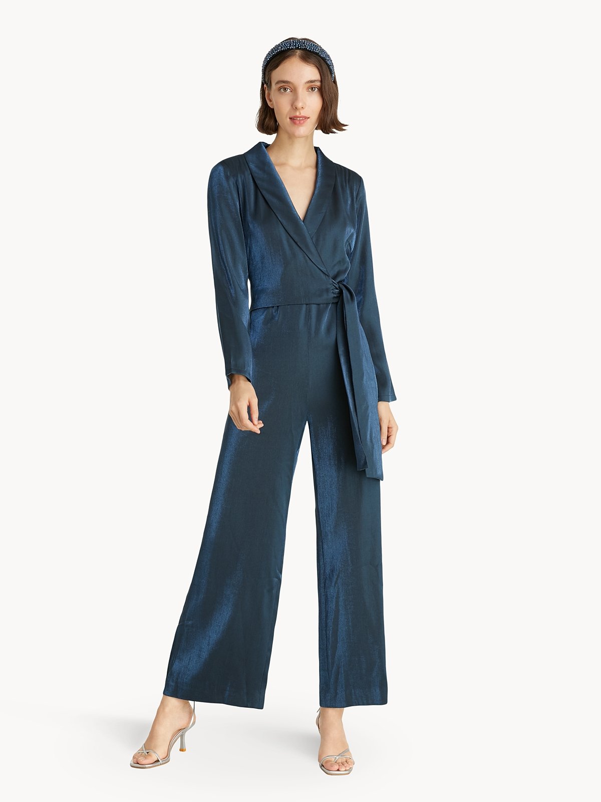 Reflective Side Tie Jumpsuit Navy