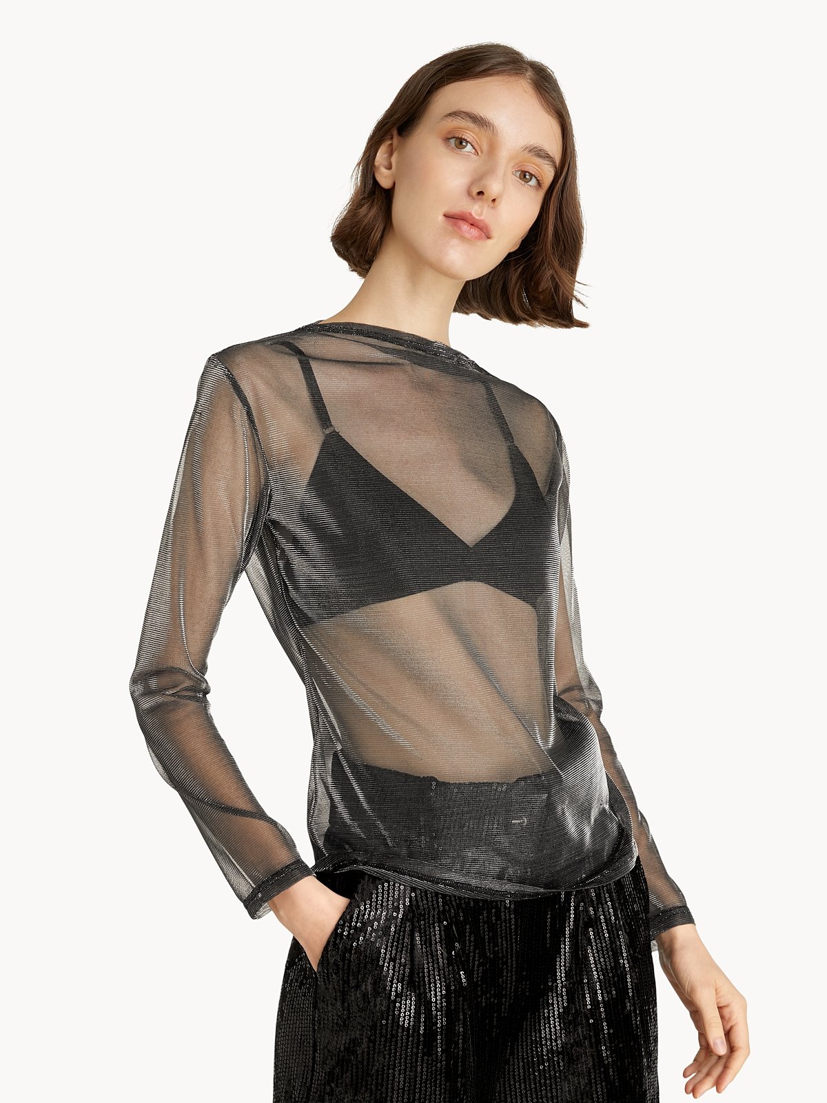 silver sheer top