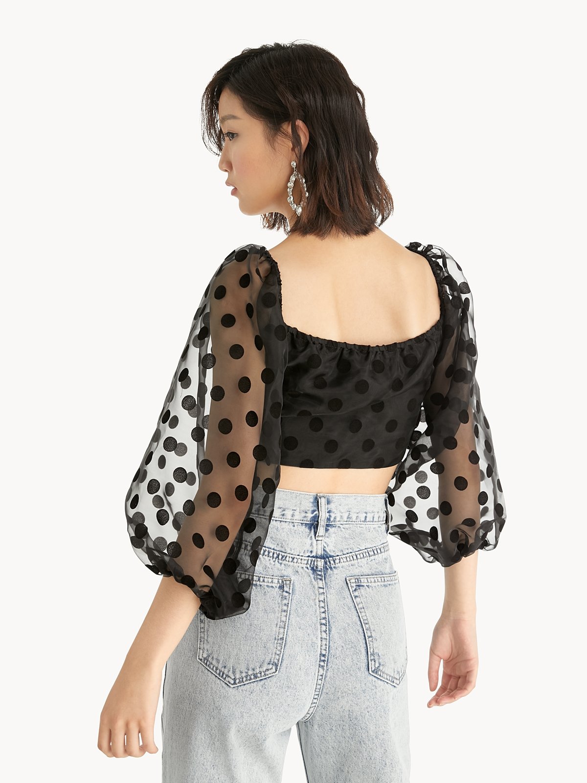 Polka dot puff sleeve blouse 2025