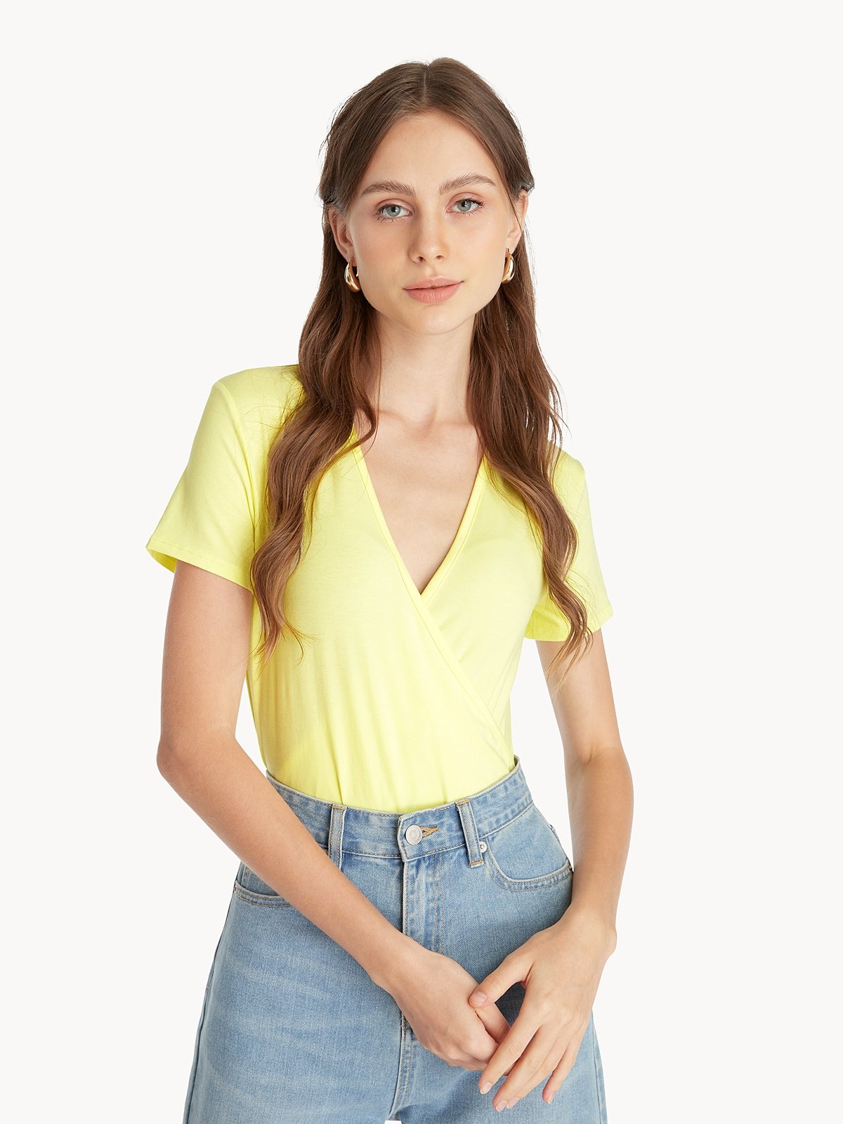 Yellow surplice top deals