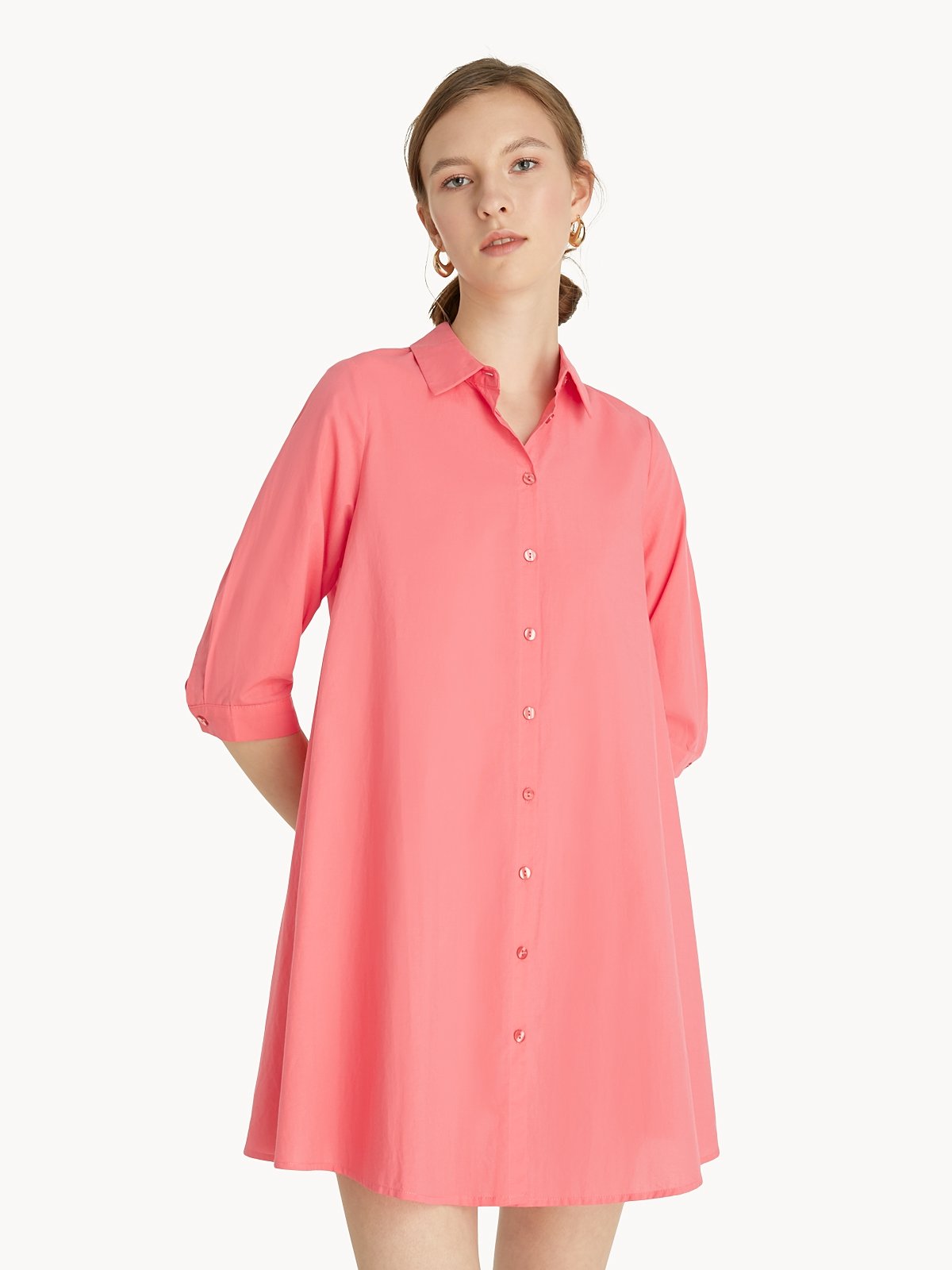 Pink button up shirt dress clearance