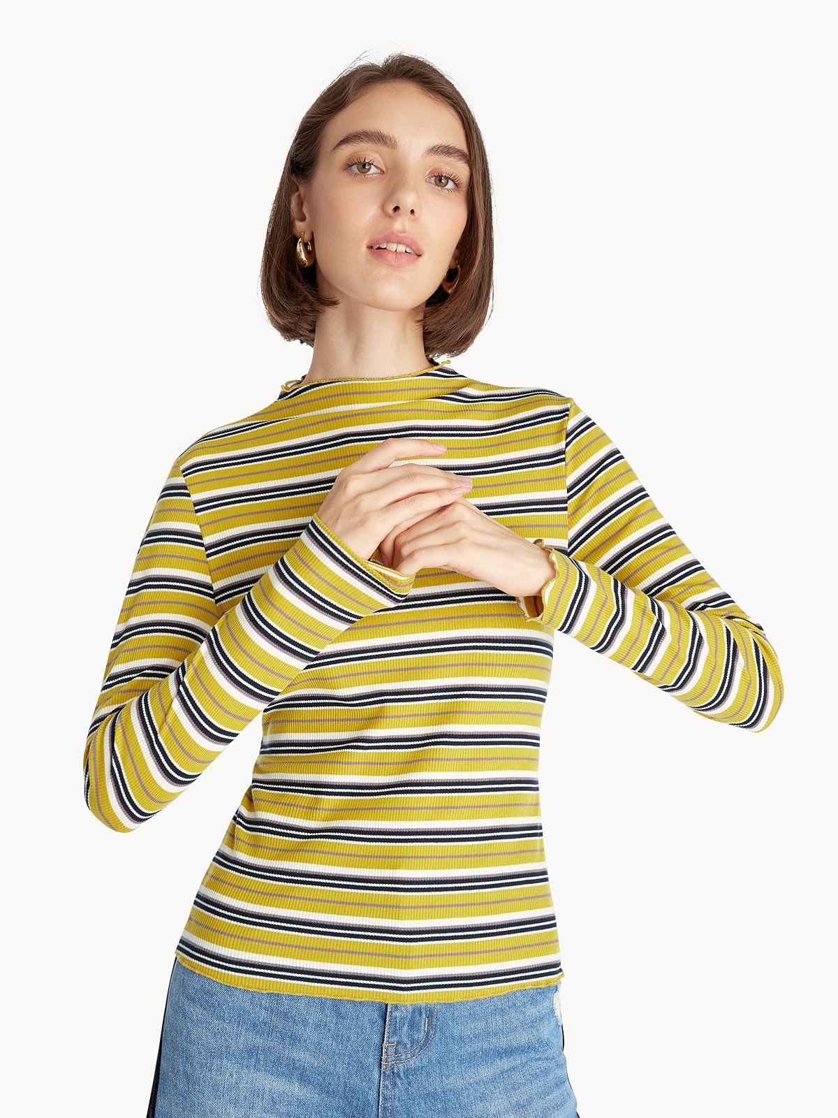 Yellow mock 2025 neck top