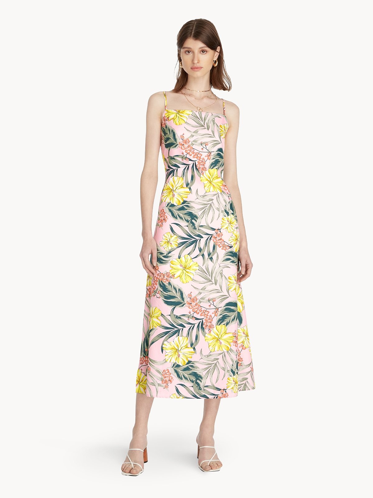 Floral Sqaure Maxi Dress Pink