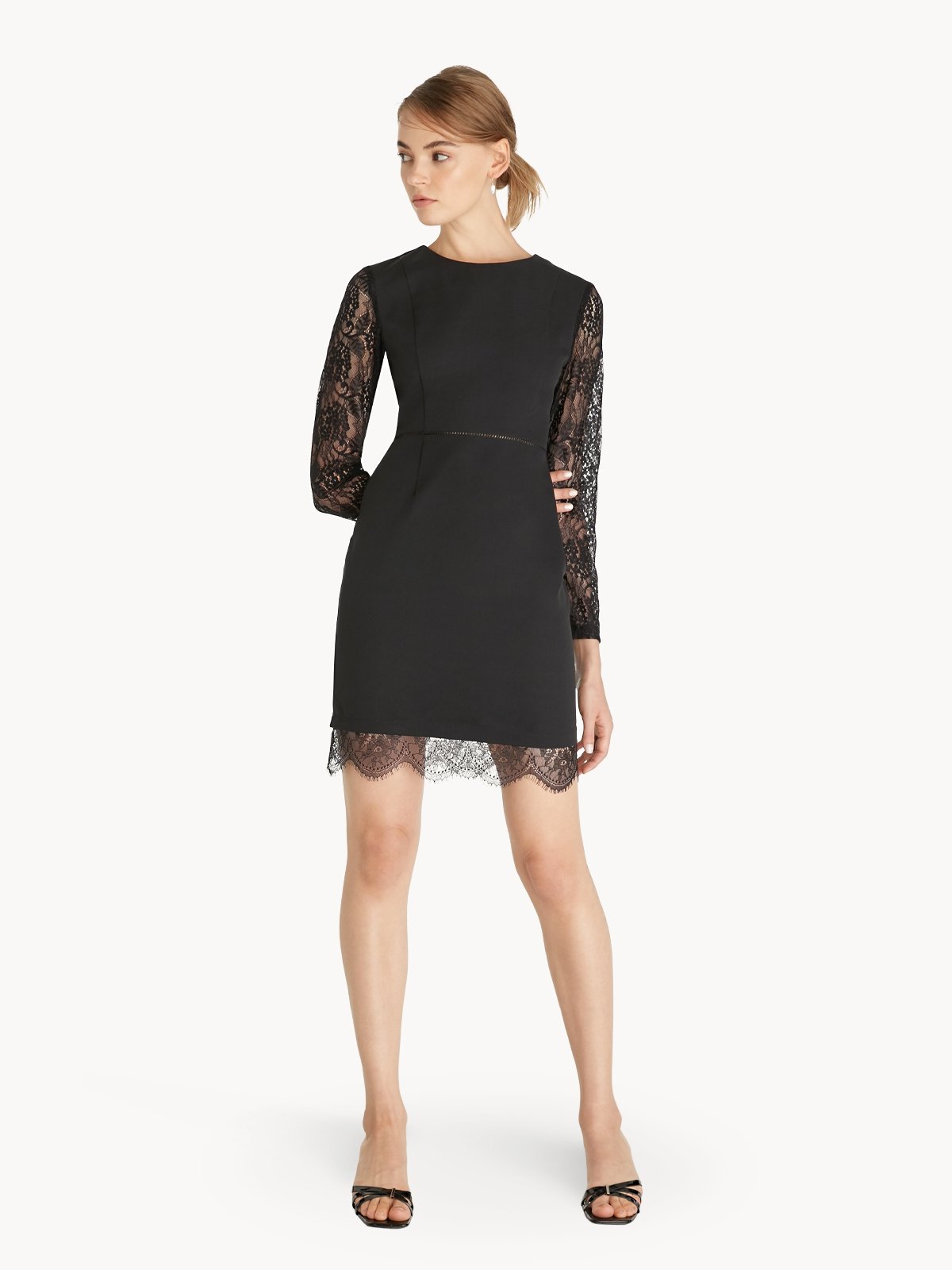 Mini Lace Cut Out Dress Black