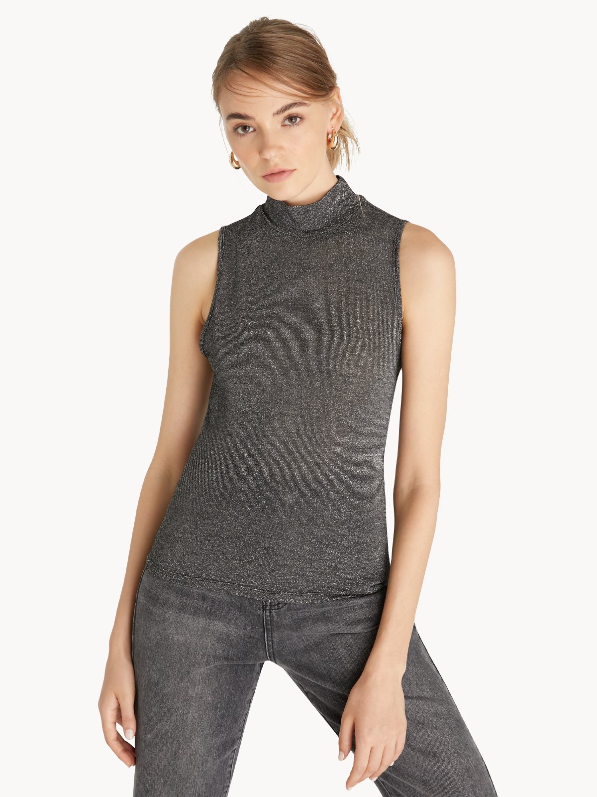 Gray mock neck top shop