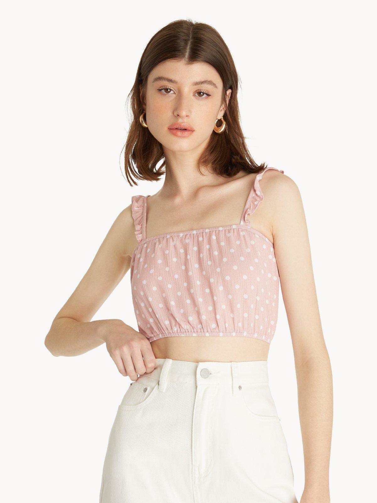 Cami Polka Dot Crop Top Pink Pomelo Fashion