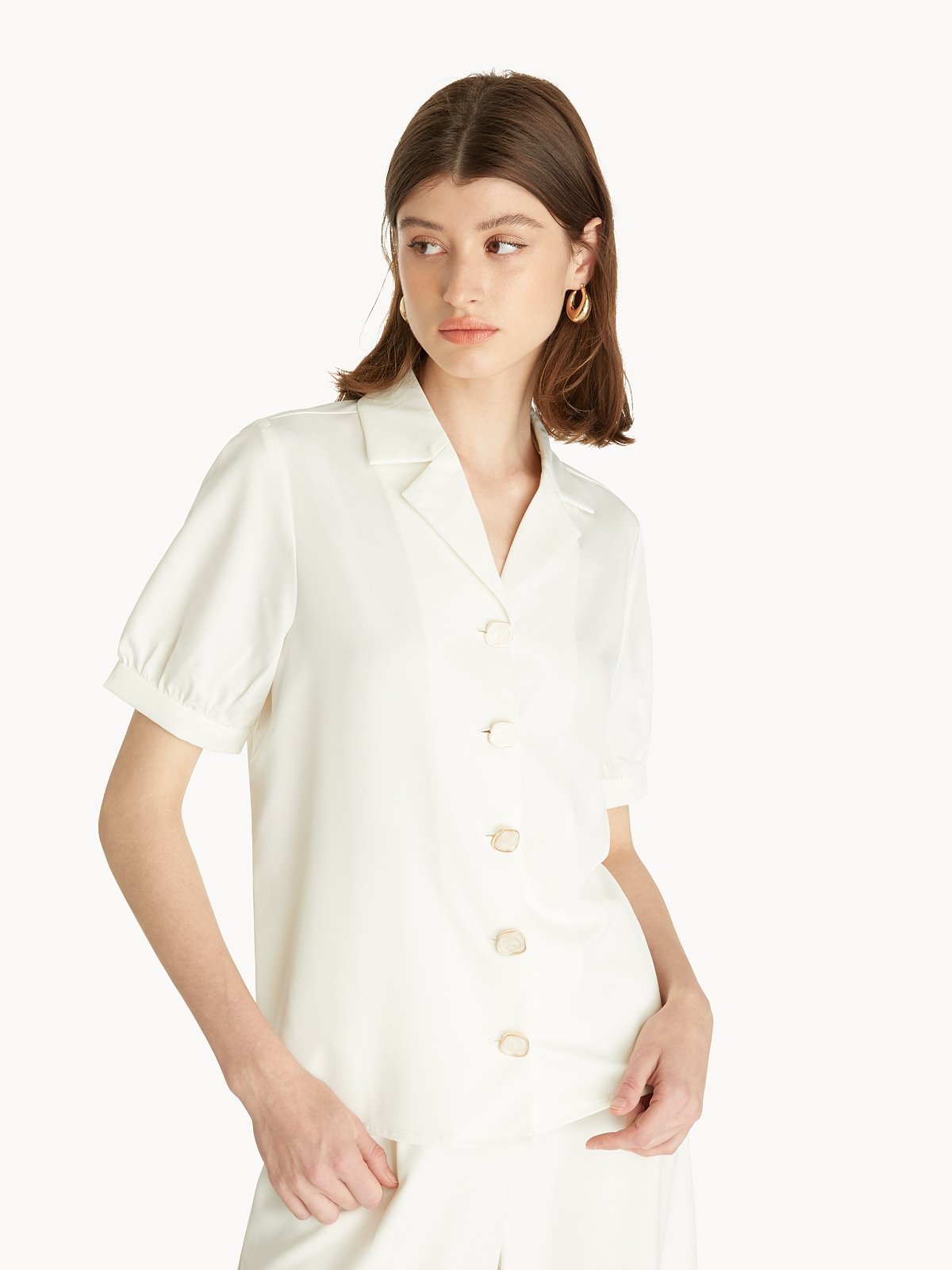 The Puff Shoulder Shirt in White main image 1