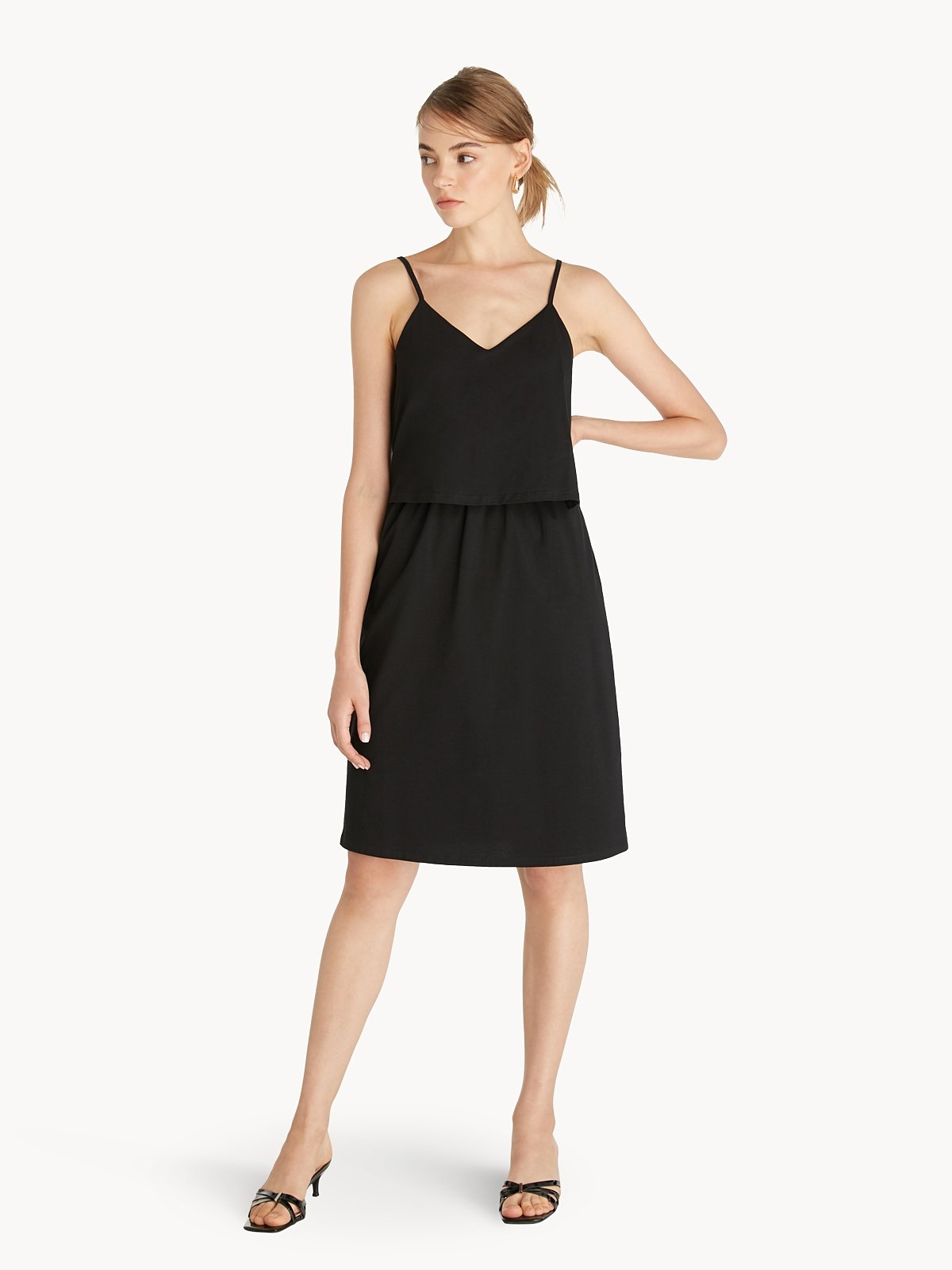 Midi Cami Shift Dress Black Pomelo Fashion