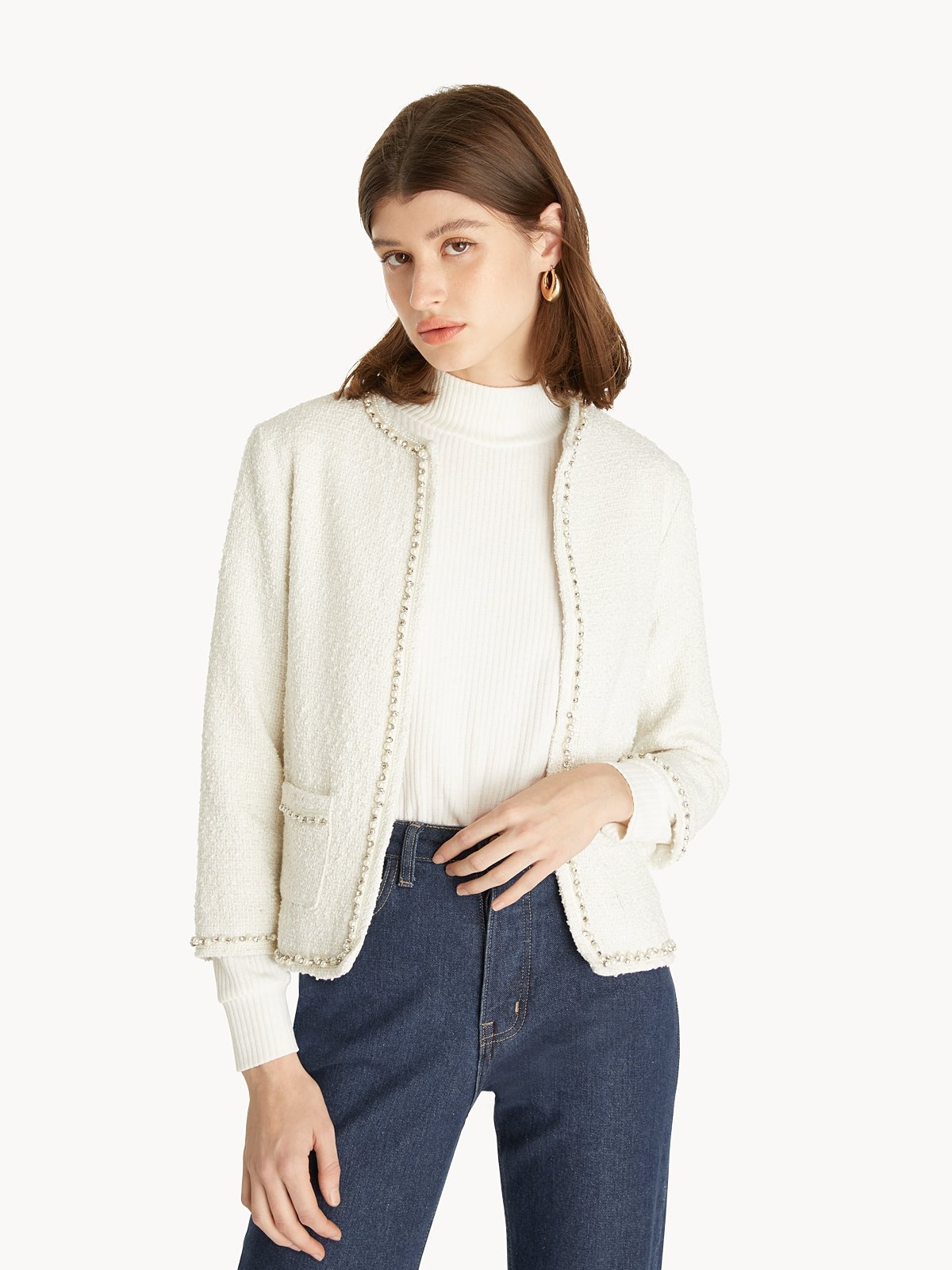 White online tweed blazer