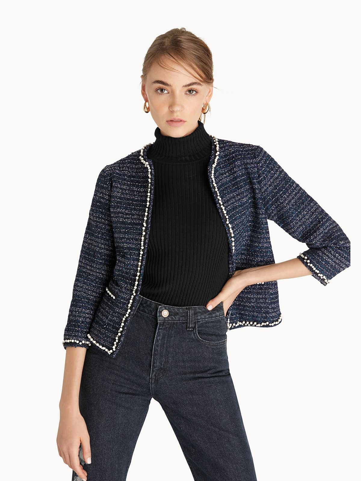 Tweed jacket navy online