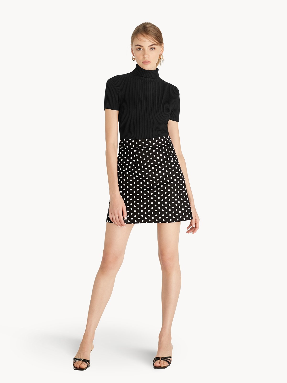 A line black polka dot skirt top