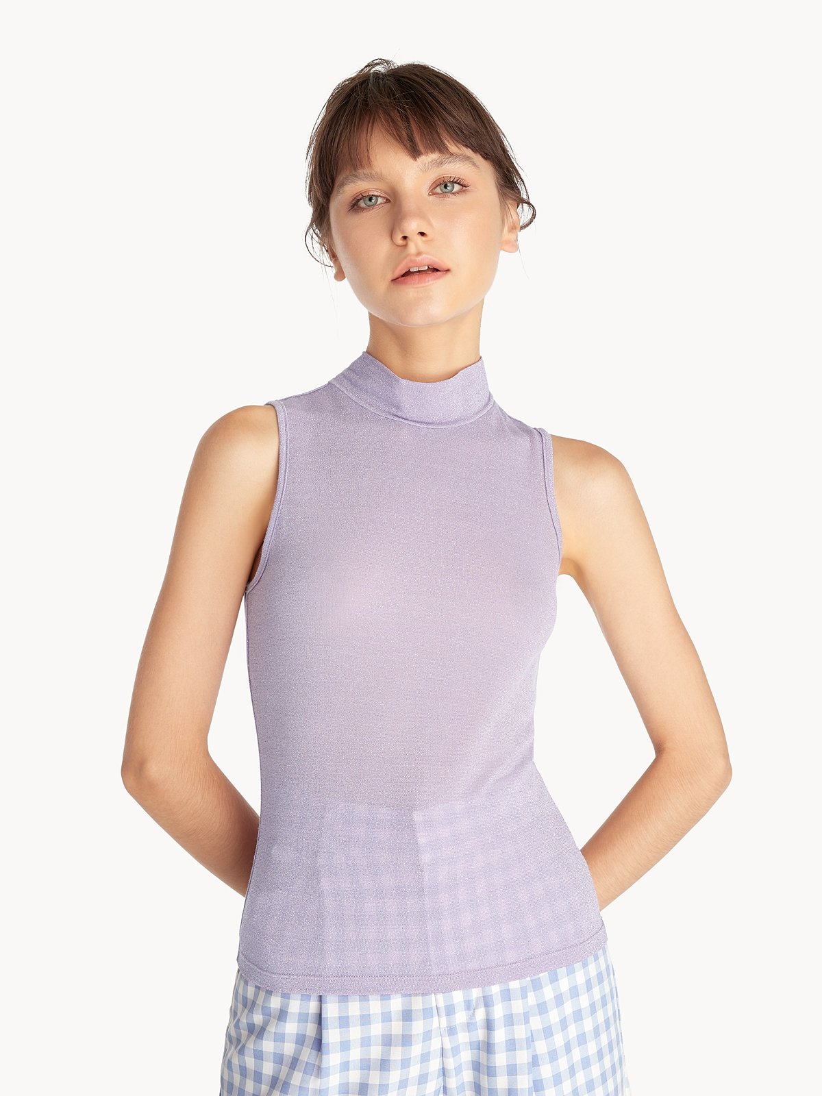 Glitter Mock Neck Tank Purple