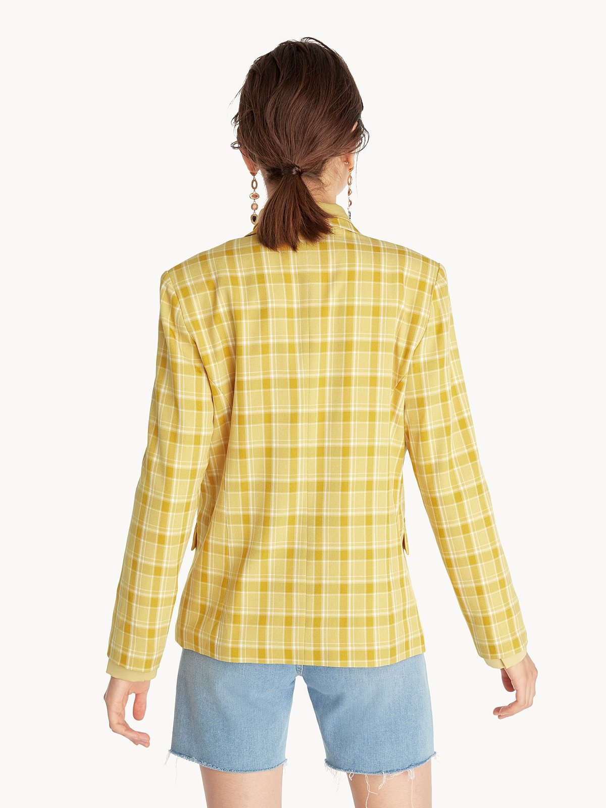 Yellow plaid cropped blazer outlet