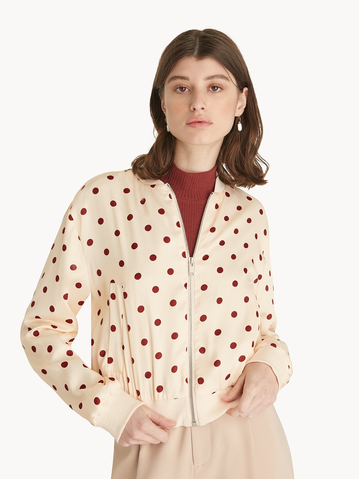 Cropped bomber jacket cream pomelo fashion