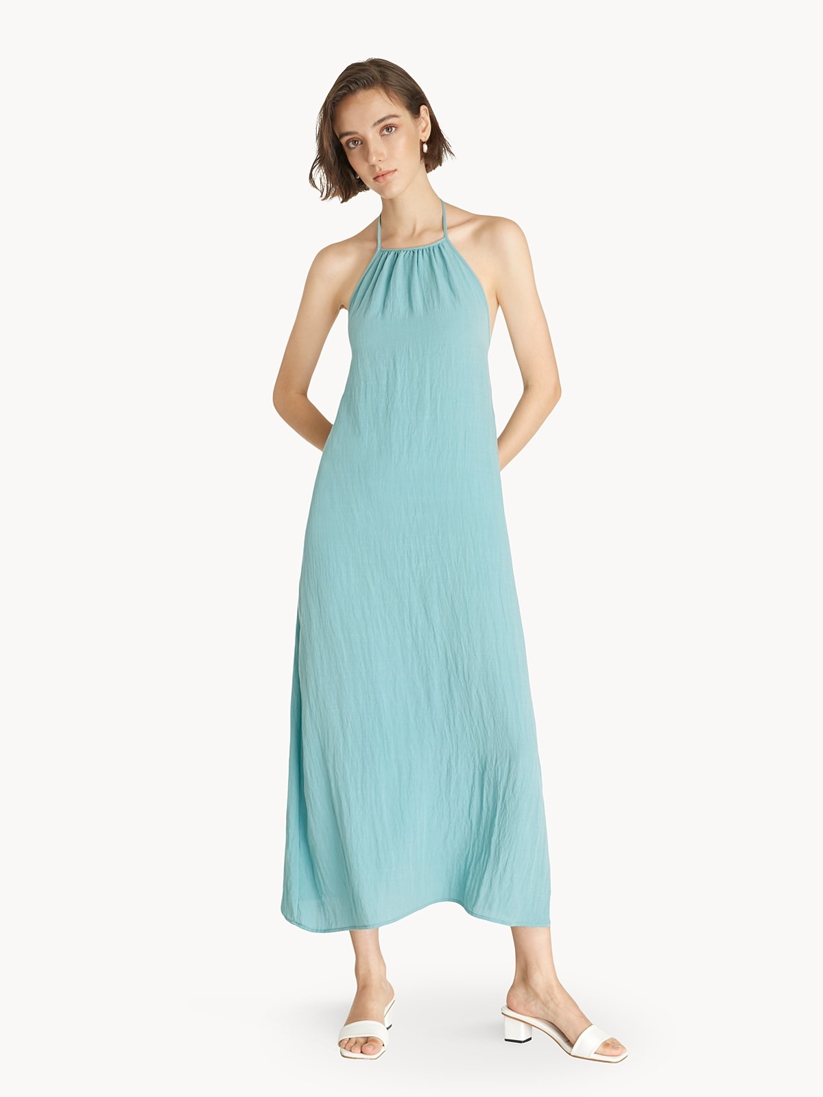 Stylish Grandeur Halter Maxi Dress Blue main image 1
