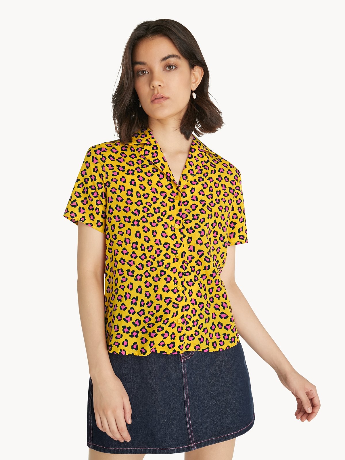 Yellow leopard print top new arrivals