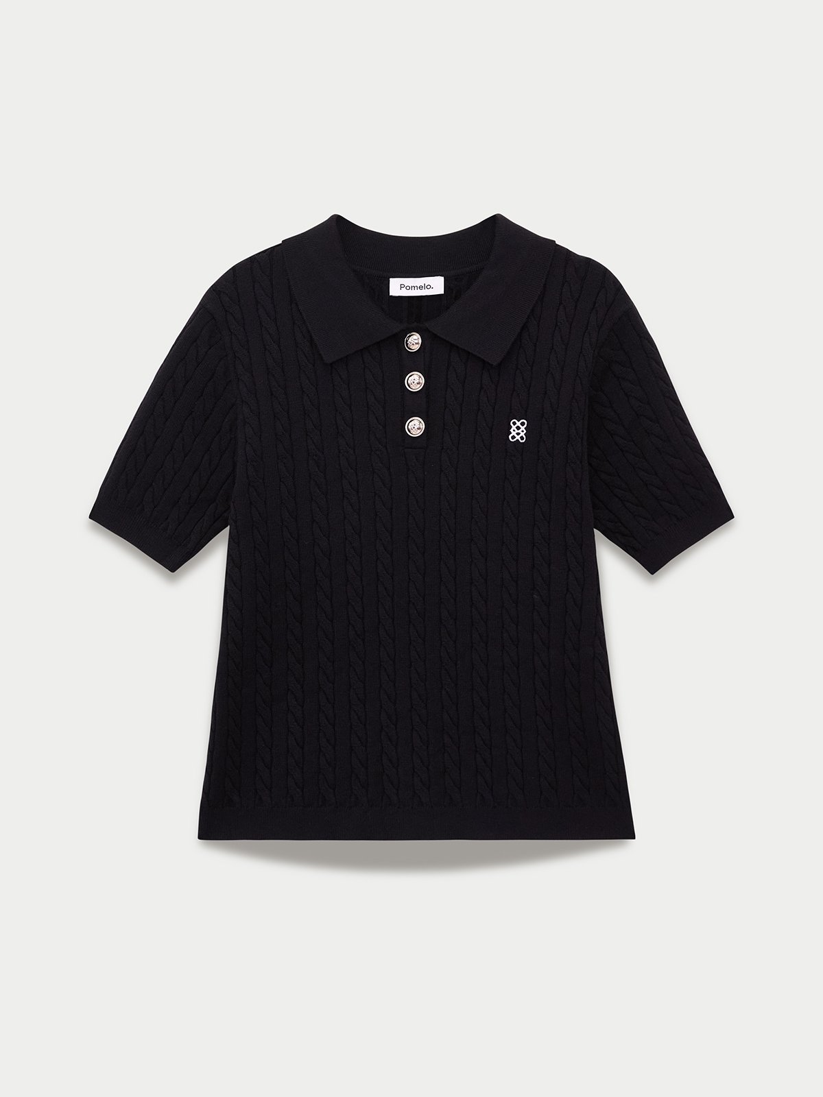 pomelo Pomelo Tipped Knit Polo - Black
