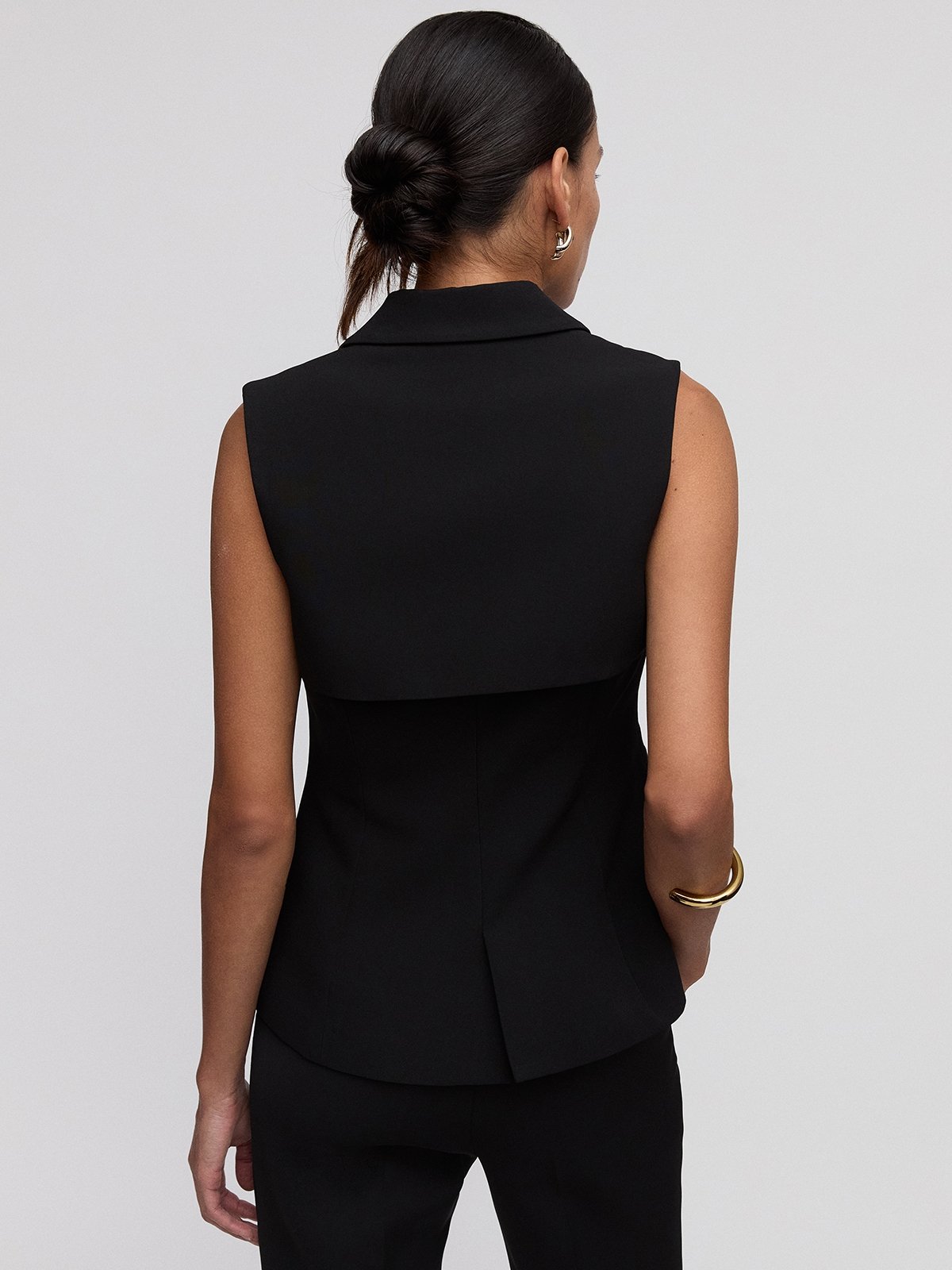 Structured Peplum Vest - Black - Pomelo Fashion