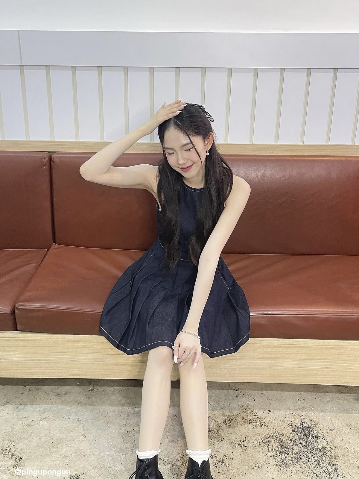 pomelo Pomelo Buttoned Denim Dress - Dark Blue