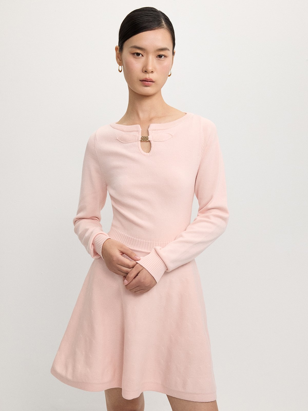 pomelo Pomelo Keyhole Knit Dress - Light Pink | Clothing