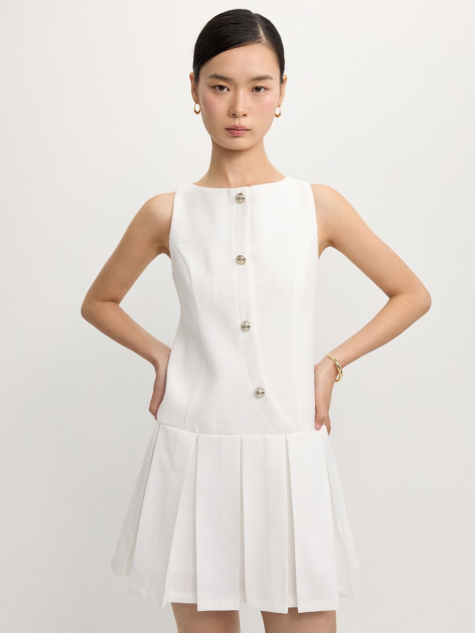 asymmetric button dress Asymmetric Button Detailed Metallic Crinkled Jacquard Dress