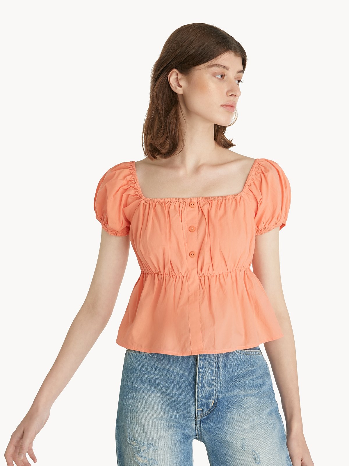 Cap Sleeve Peplum Top Orange