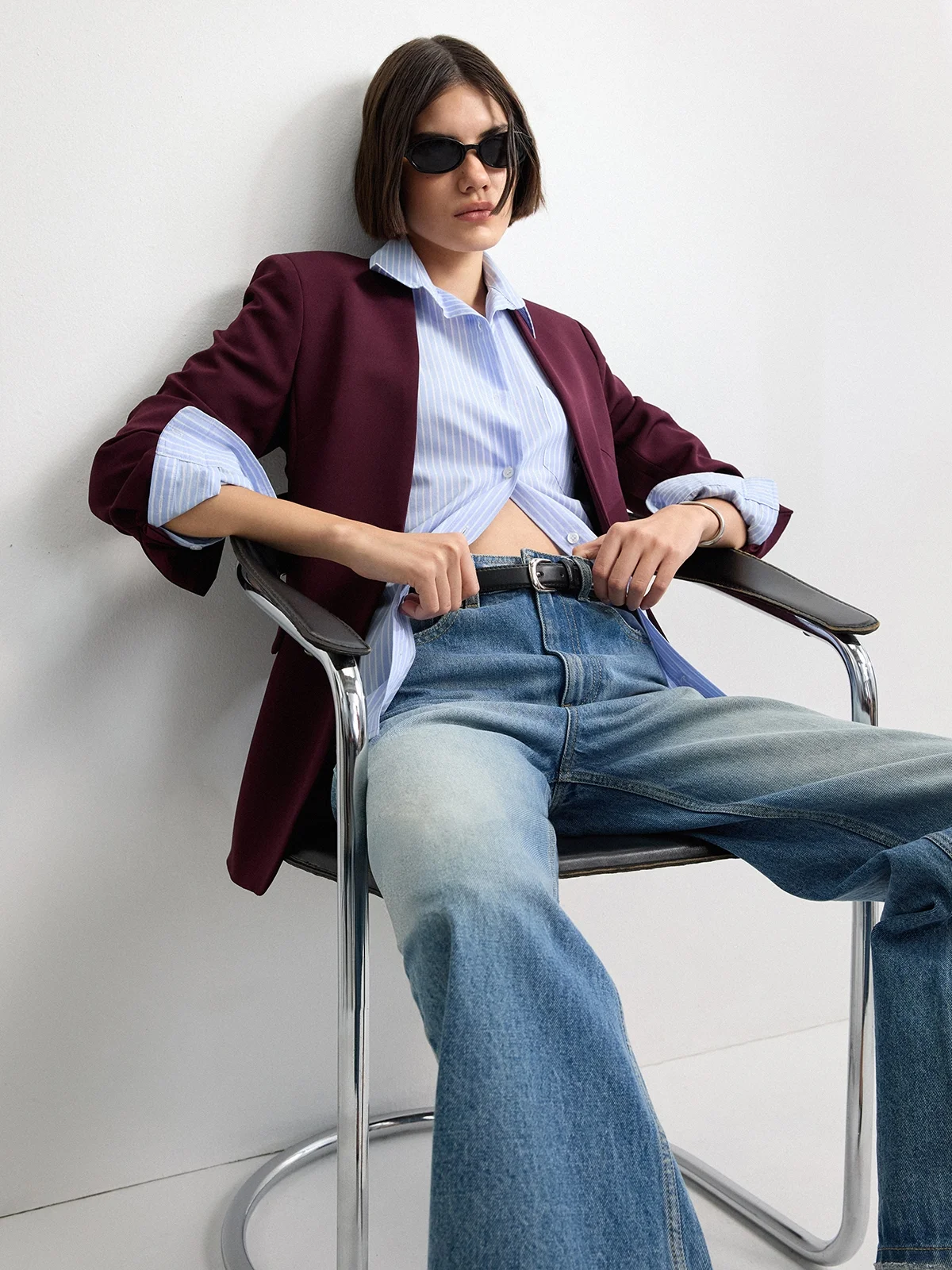 Classic Blazer - Burgundy - Pomelo Fashion
