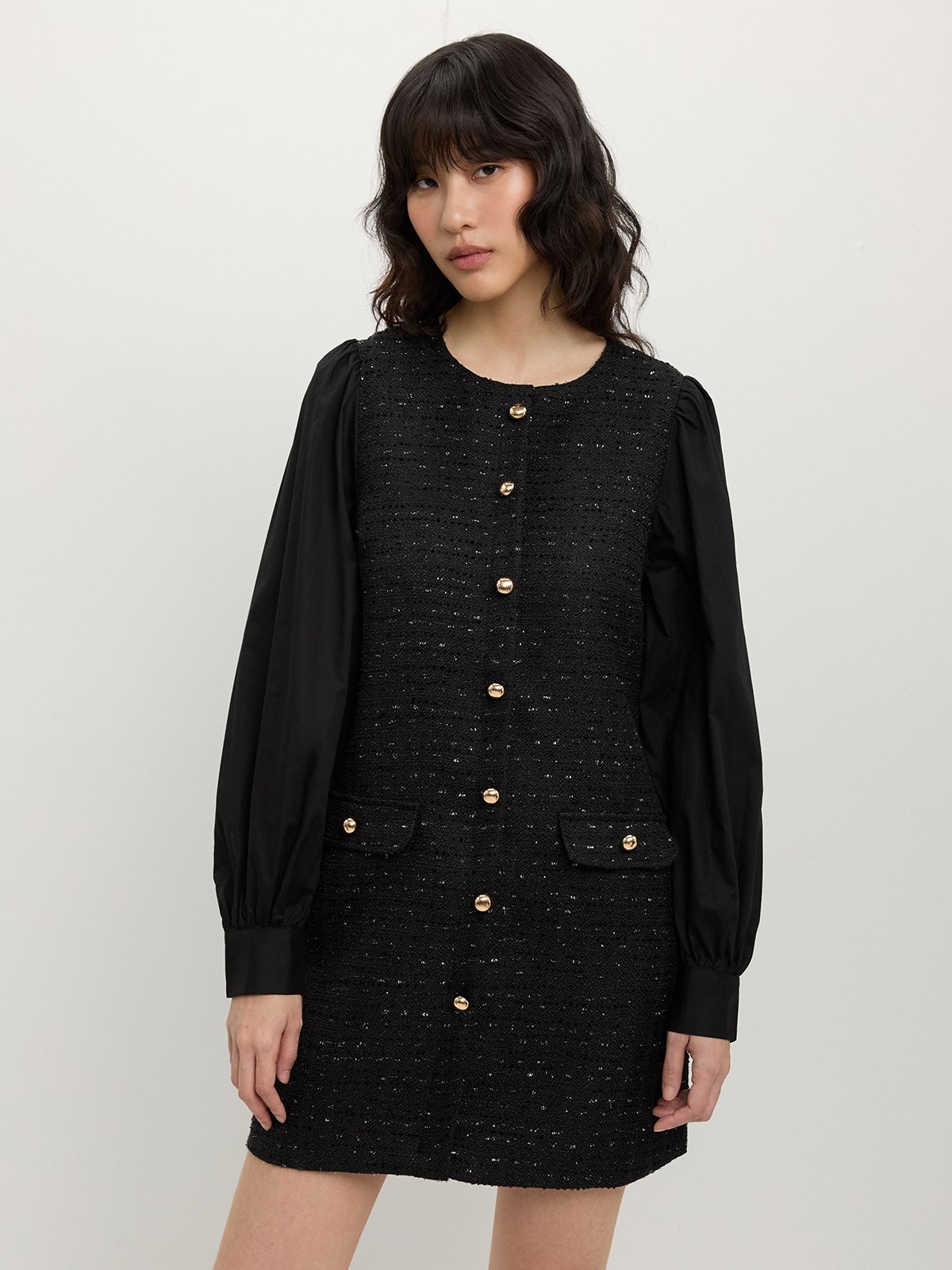 bri lapaglia golden globes dress Zara - Double Breasted Blazer Dress With Chain - Black