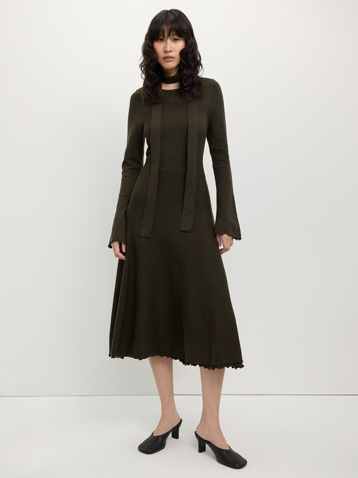 green emerald velvet dress Pomelo Aaron Long Dress main image 1