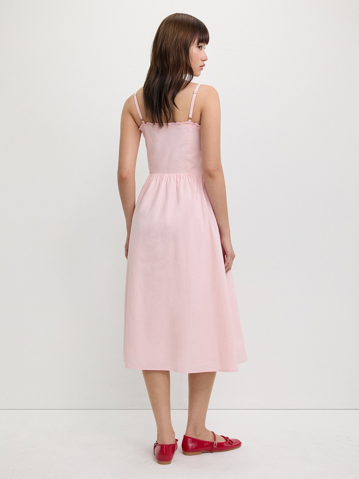 open lace back dress Bertine Mini Dress - Pink Polka Dot