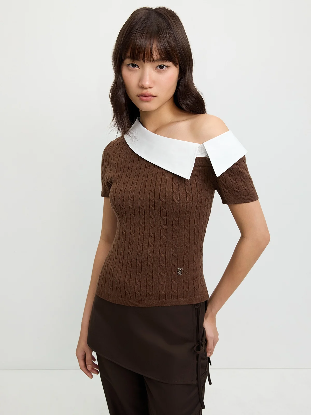 pome✽ Asymmetric Top - Brown - Pomelo Fashion